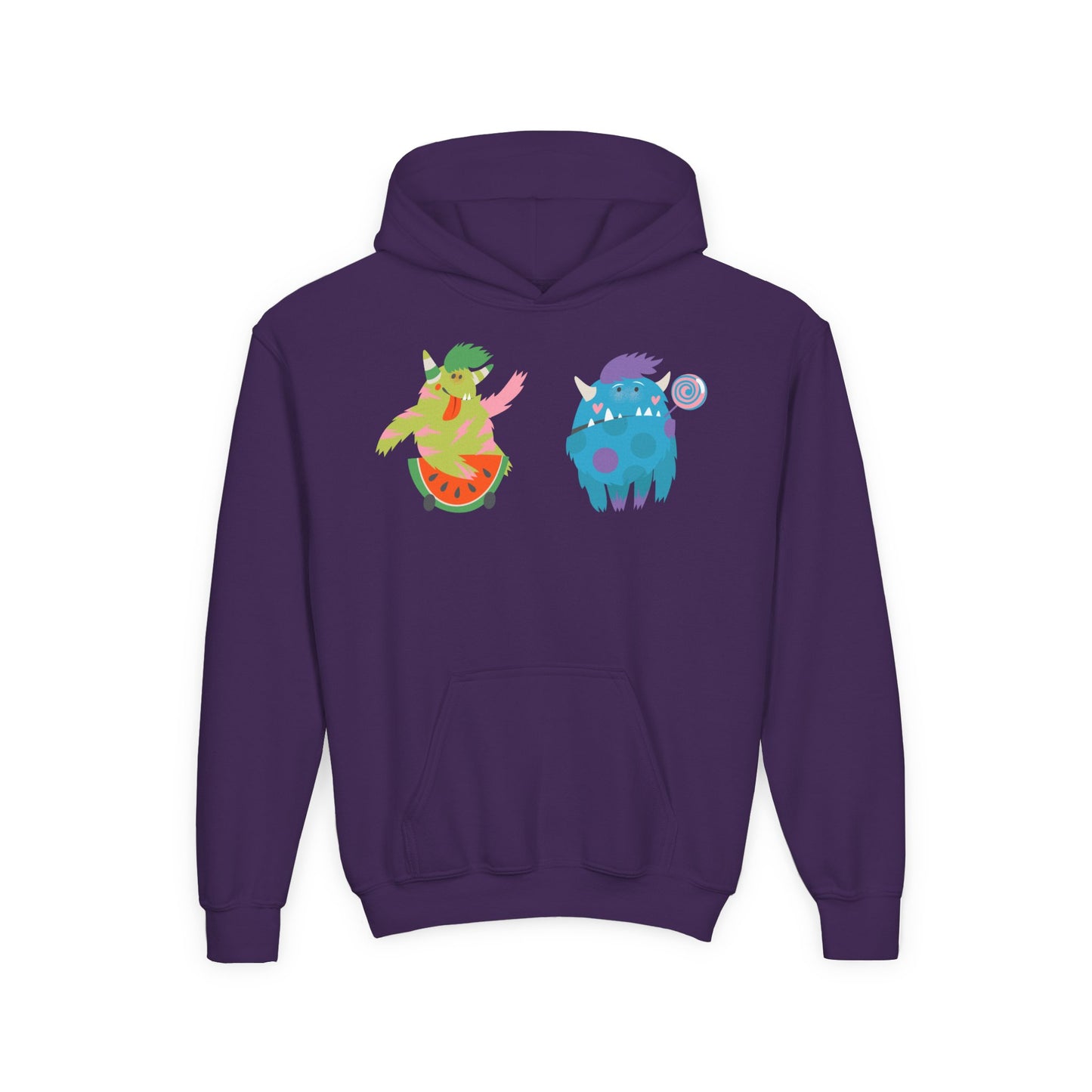 Youth Heavy Blend Hooded Sweatshirt - Funny Toothy monsters