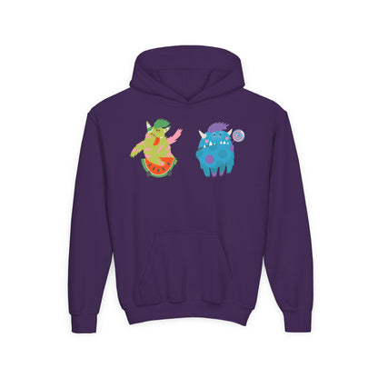 Youth Heavy Blend Hooded Sweatshirt - Funny Toothy monsters Printify