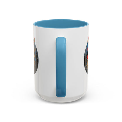Accent Coffee Mug - Super kiddo riding a reindeer - [[{"value":"Wonderwear Kid"}]]