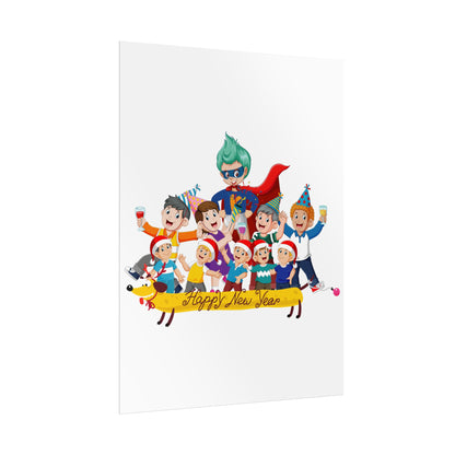 Rolled Posters - Happy new year with friends - [[{"value":"Wonderwear Kid"}]]