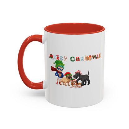 Accent Coffee Mug - Super kiddo woith pet friends - [[{"value":"Wonderwear Kid"}]]