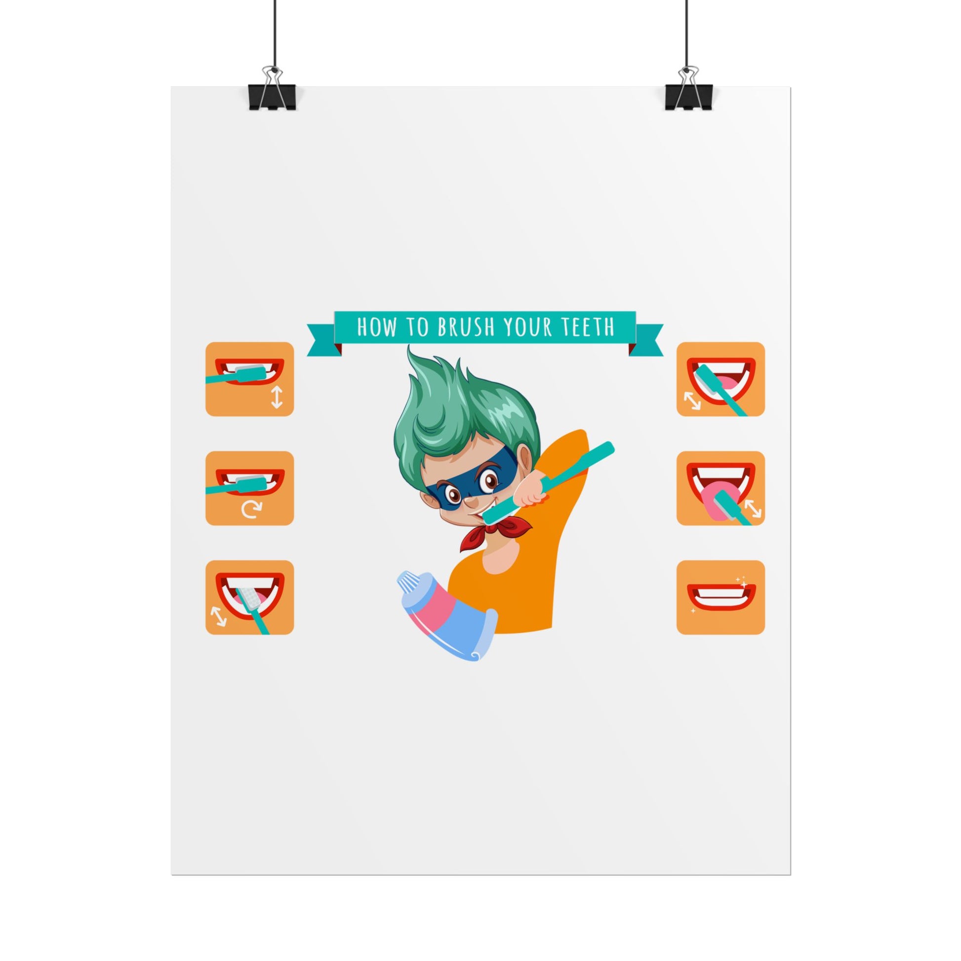 Rolled Posters - Super kiddo how to brush teeth - [[{"value":"Wonderwear Kid"}]]
