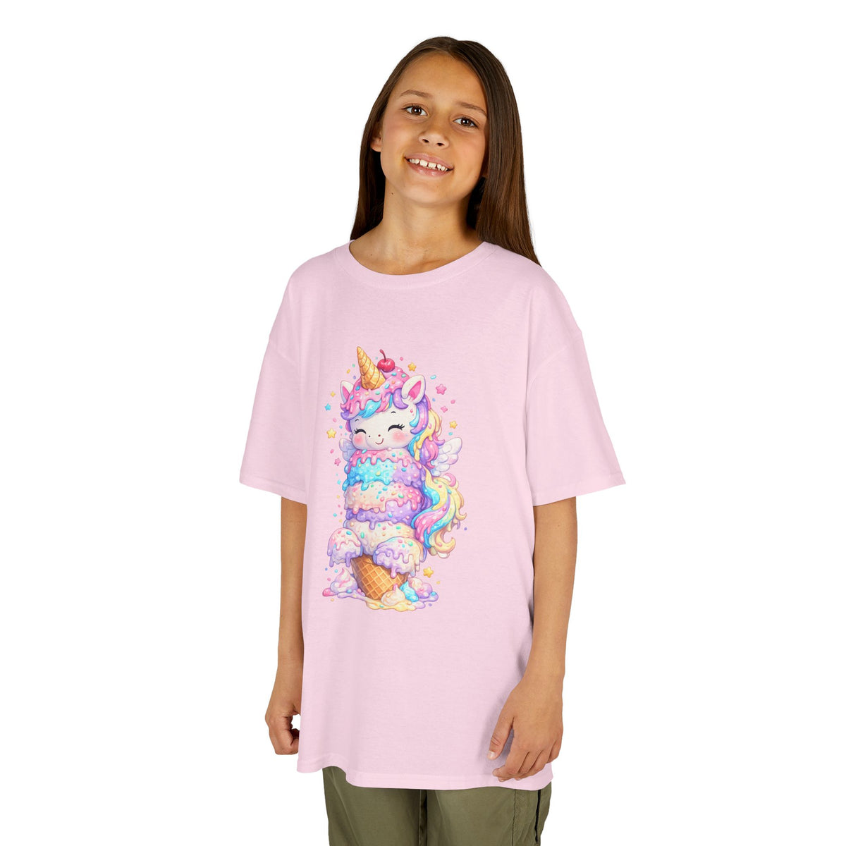 Kids Heavy Cotton™ Tee - Ice Cream Unicorn