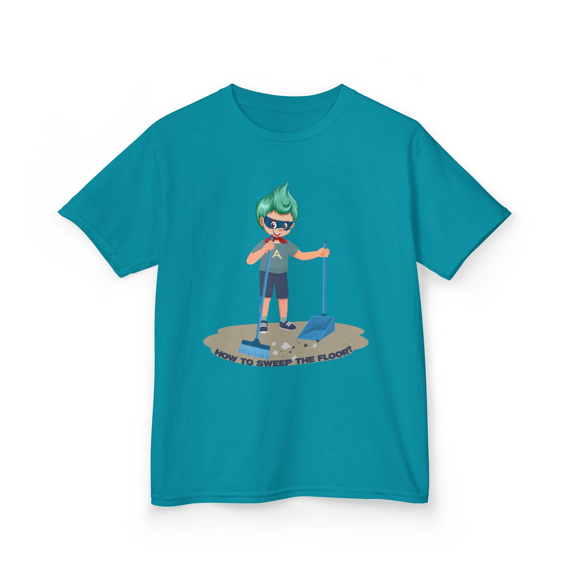 Kids Heavy Cotton™ Tee - Super kiddo sweeping floor - [[{"value":"Wonderwear Kid"}]]
