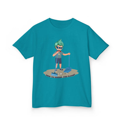 Kids Heavy Cotton™ Tee - Super kiddo sweeping floor - [[{"value":"Wonderwear Kid"}]]