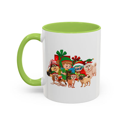 Accent Coffee Mug - Christmas with super kiddo pet friends without text - [[{"value":"Wonderwear Kid"}]]