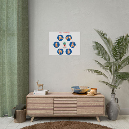 Rolled Posters - Super kiddo teaching how to wash hands - [[{"value":"Wonderwear Kid"}]]