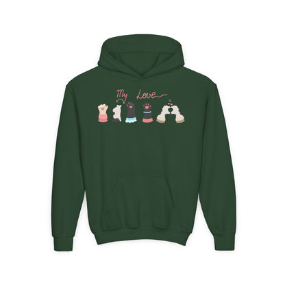Youth Heavy Blend Hooded Sweatshirt - Paw My love Printify