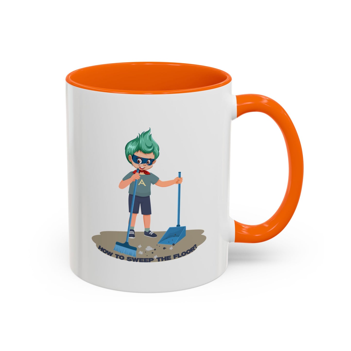 Accent Coffee Mug - Super kiddo sweeping floor