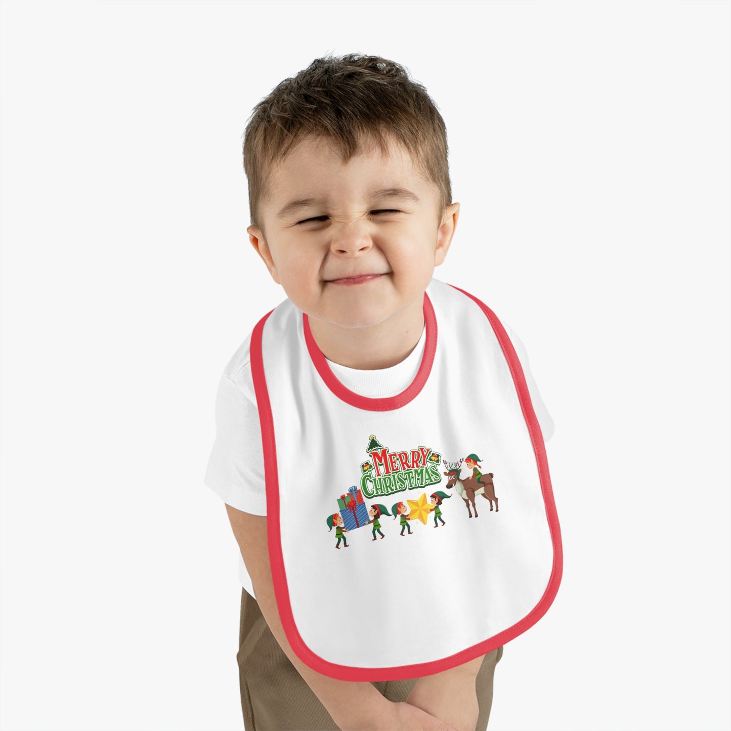 Baby Bib - Merry christmas and reindeer