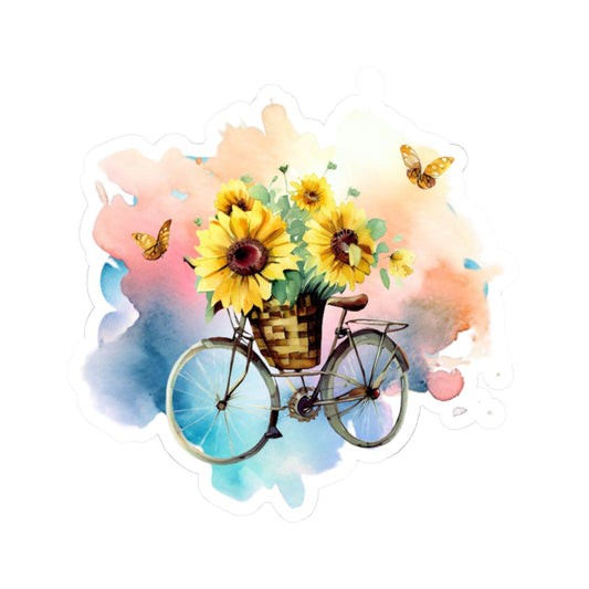 Kiss-Cut Stickers - Flower Bicycle Printify