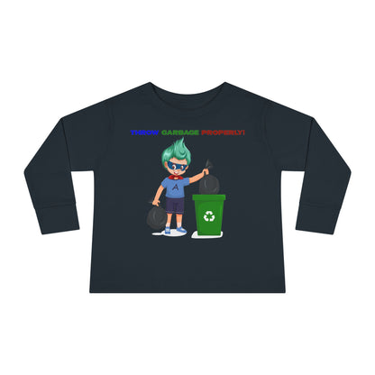 Toddler Long Sleeve Tee - Super kiddo taking trash out - [[{"value":"Wonderwear Kid"}]]