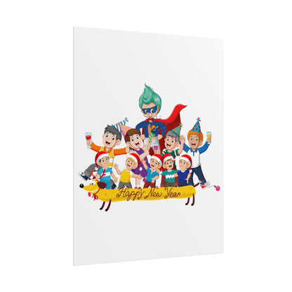 Rolled Posters - Happy new year with friends - [[{"value":"Wonderwear Kid"}]]