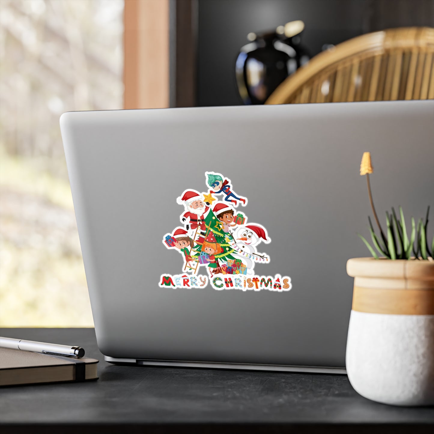 Christmas Kiss-Cut Vinyl Decals – Super kiddo making christmas tree with text - [[{"value":"Wonderwear Kid"}]]
