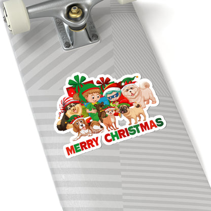 Kiss-Cut Stickers - Christmas with super kiddo pet friends with text - [[{"value":"Wonderwear Kid"}]]