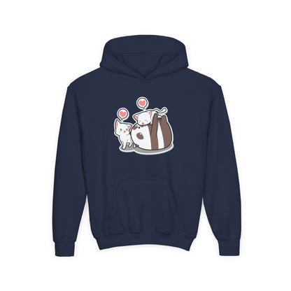 Youth Heavy Blend Hooded Sweatshirt - The Panda and Cat Printify