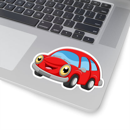 Kiss-Cut Stickers - Happy Little Red Car Printify