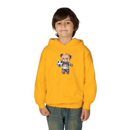 Kids Soccer Bear Hoodie Printify