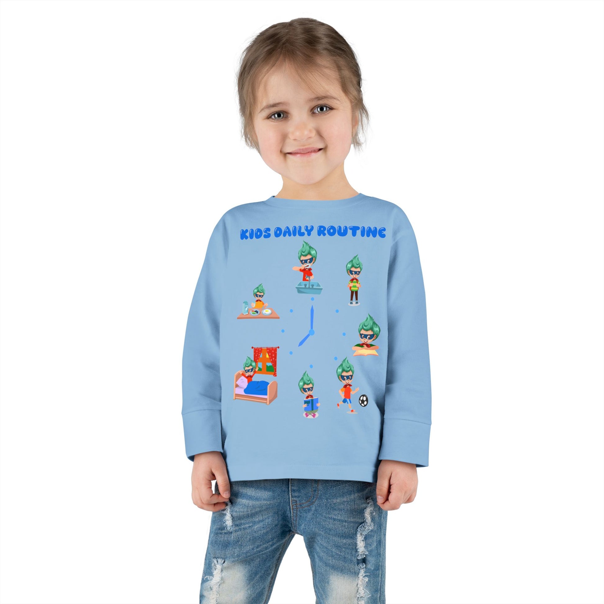 Toddler Long Sleeve Tee - Super kiddo daily routine - [[{"value":"Wonderwear Kid"}]]
