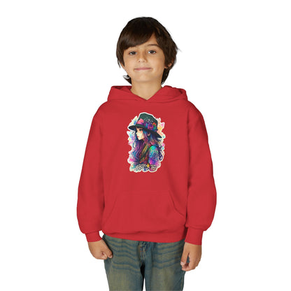 Youth Heavy Blend Hooded Sweatshirt - Beautiful Bohemian Floral Printify
