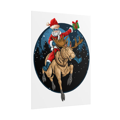 Rolled Posters - Super kiddo riding a reindeer - [[{"value":"Wonderwear Kid"}]]