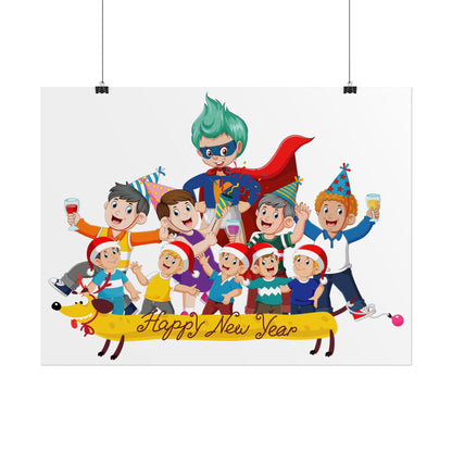 Rolled Posters - Happy new year with friends - [[{"value":"Wonderwear Kid"}]]