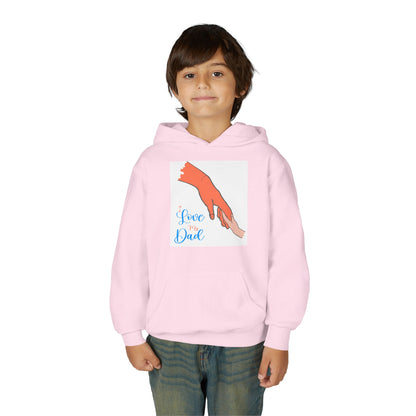 Youth Heavy Blend Hooded Sweatshirt -  Child and dad holding hands Printify