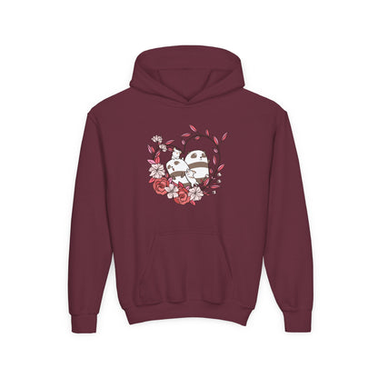 Youth Heavy Blend Hooded Sweatshirt - Panda and Cat love Printify