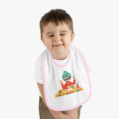 Baby Bib - Super kiddo eating healthy breafast - [[{"value":"Wonderwear Kid"}]]