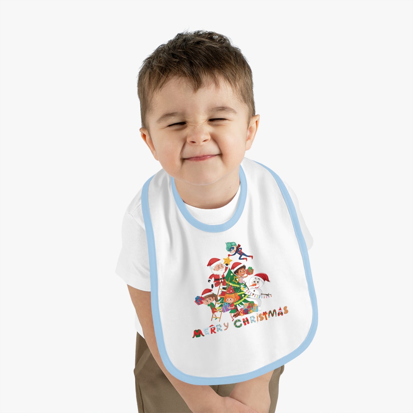 Baby Bib - Super kiddo making christmas tree with text