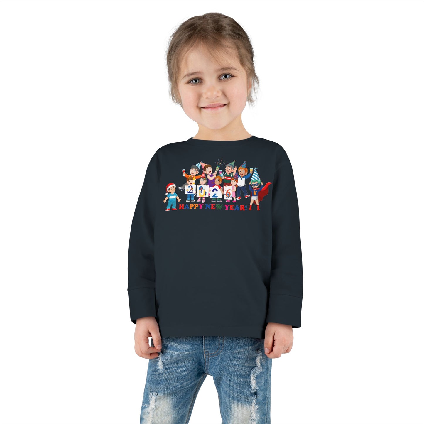 Toddler Long Sleeve Tee - Happy new year from super kiddo - [[{"value":"Wonderwear Kid"}]]
