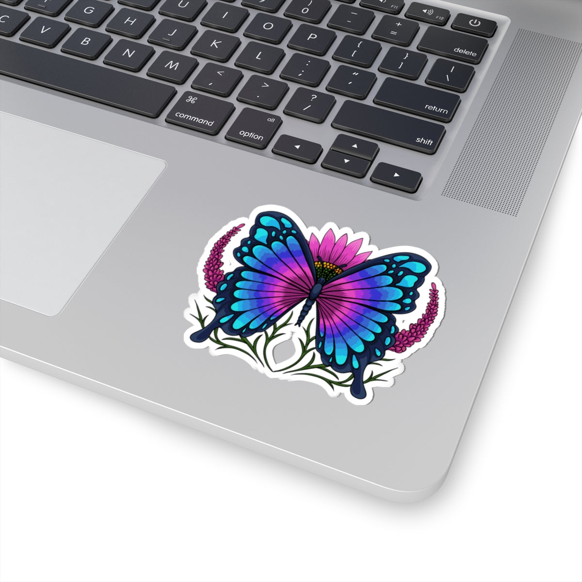 Kiss-Cut Vinyl Decals - Butterfly on the flower