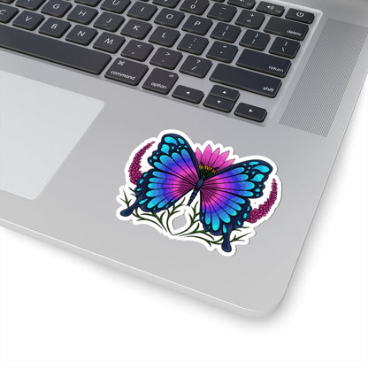 Kiss-Cut Vinyl Decals - Butterfly on the flower Printify