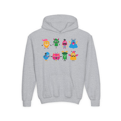 Youth Heavy Blend Hooded Sweatshirt - Set of monsters Printify
