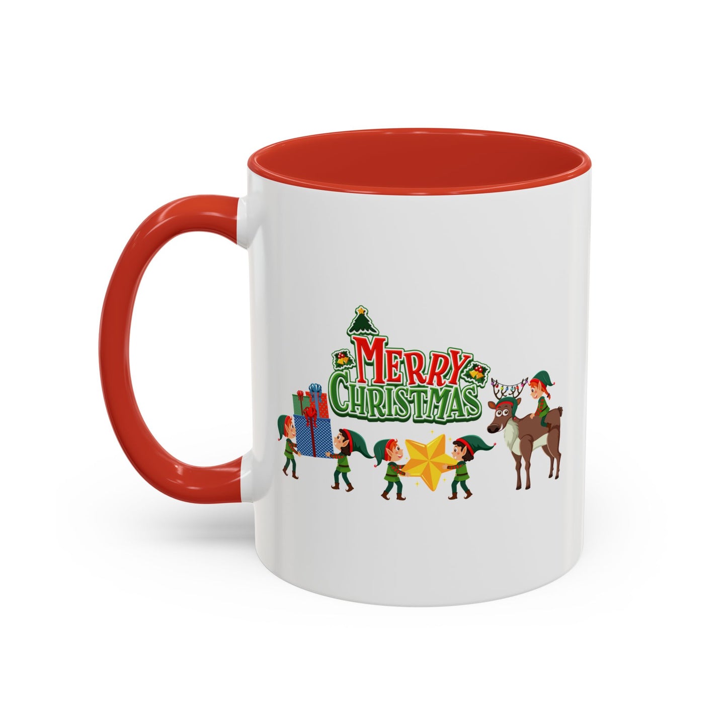 Accent Coffee Mug - Merry christmas and reindeer