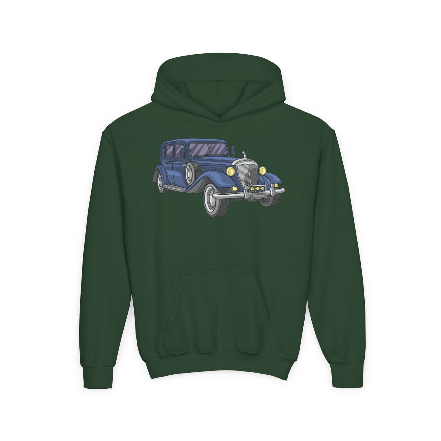 Youth Heavy Blend Hooded Sweatshirt -  vintage retro car
