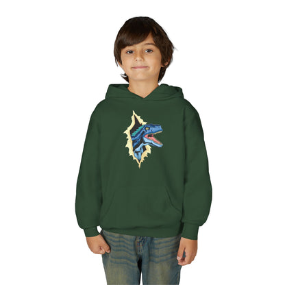 Youth Heavy Blend Hooded Sweatshirt -  Utah raptor dinosaur Printify
