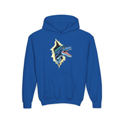Youth Heavy Blend Hooded Sweatshirt -  Utah raptor dinosaur Printify
