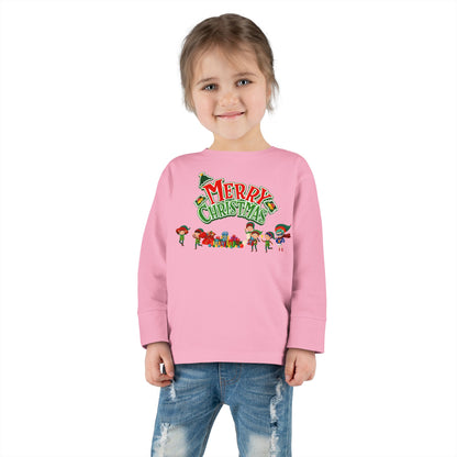 Toddler Long Sleeve Tee - Merry christmas from super friends - [[{"value":"Wonderwear Kid"}]]