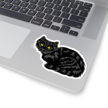 Kiss-Cut Stickers - Cute Black Cat Printify