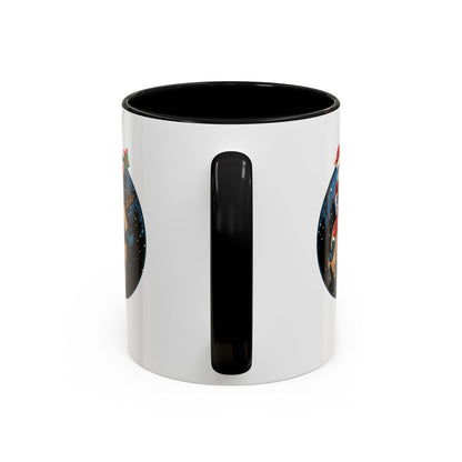 Accent Coffee Mug - Super kiddo riding a reindeer - [[{"value":"Wonderwear Kid"}]]