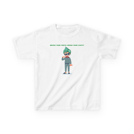 Kids Heavy Cotton™ Tee - Super kiddo brushing teeth - [[{"value":"Wonderwear Kid"}]]