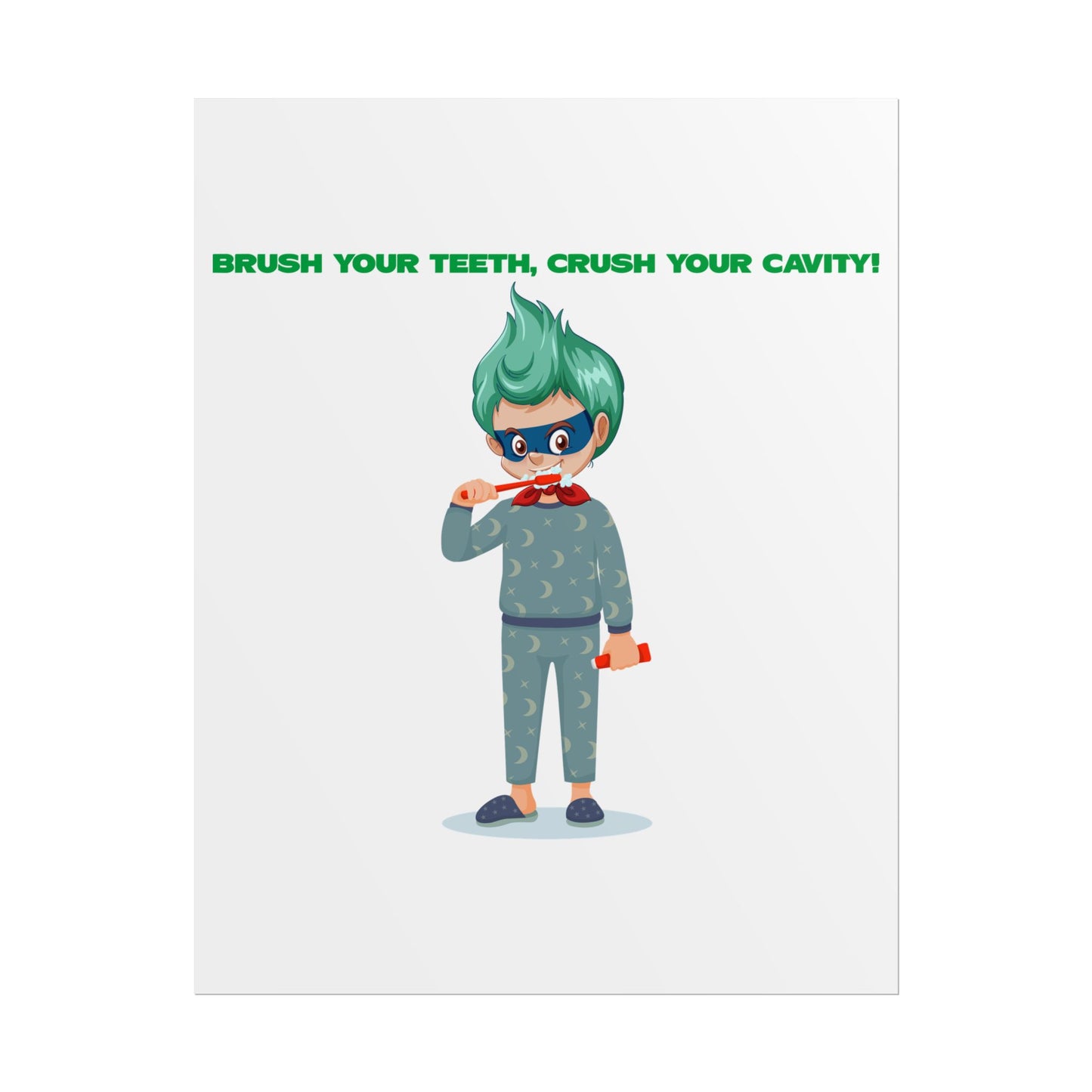 Rolled Posters - Super kiddo brushing teeth - [[{"value":"Wonderwear Kid"}]]