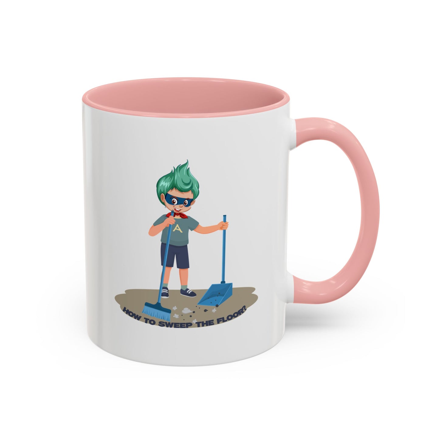 Accent Coffee Mug - Super kiddo sweeping floor