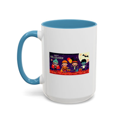 Accent Coffee Mug - Super kiddo with friends on holloween - [[{"value":"Wonderwear Kid"}]]