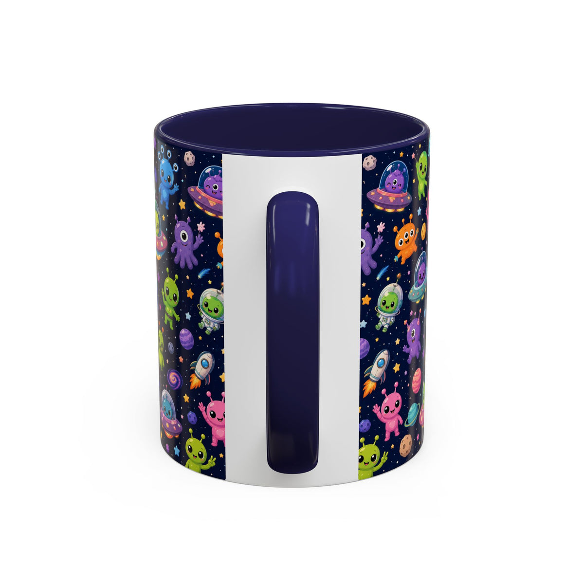 Accent Coffee Mug  (11/15 oz) - Cheerful Cartoon Alien Space