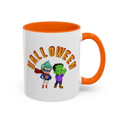 Accent Coffee Mug - Holloween with super kiddo Printify