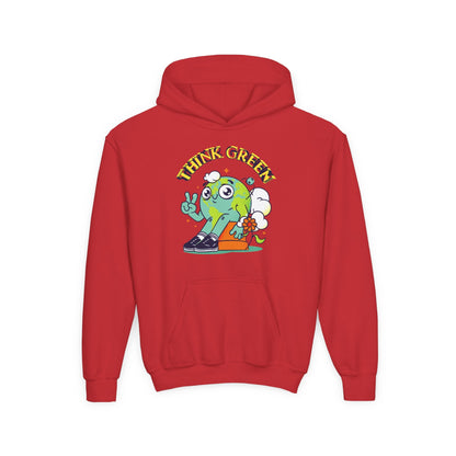 Youth Heavy Blend Hooded Sweatshirt - Think Green Design Printify