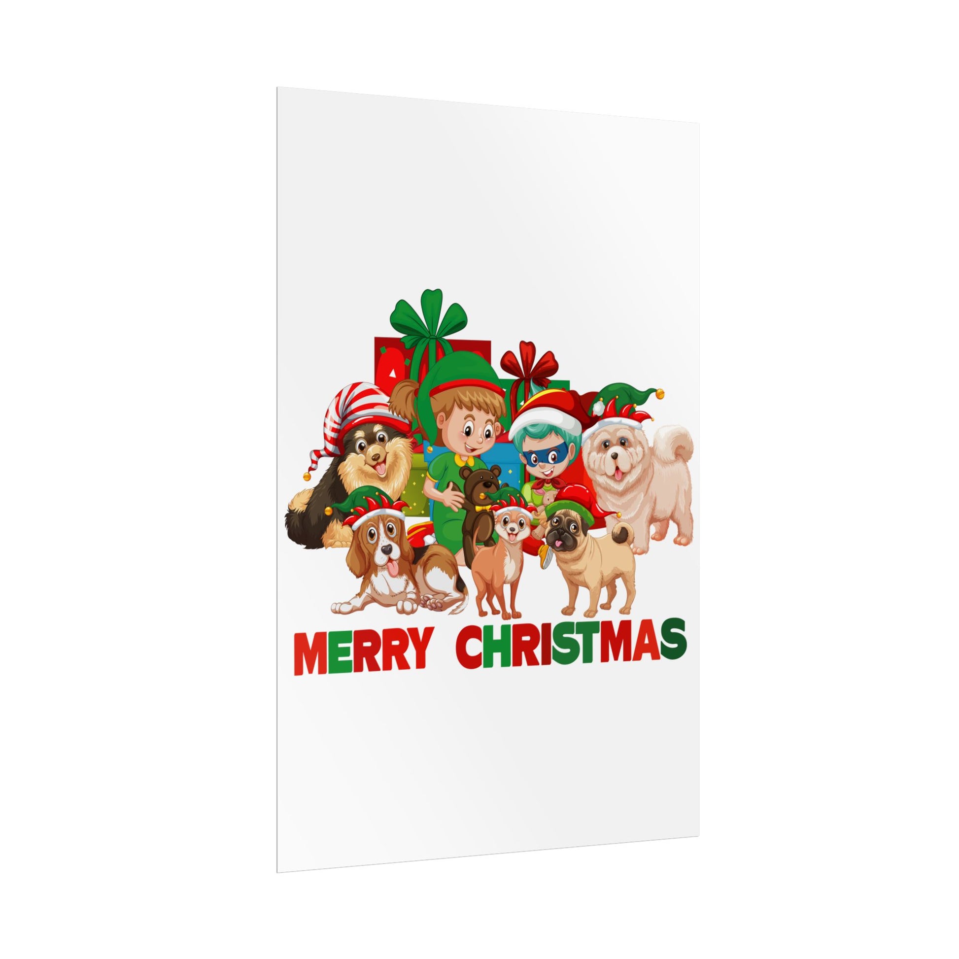 Rolled Posters - Christmas with super kiddo pet friends with text - [[{"value":"Wonderwear Kid"}]]