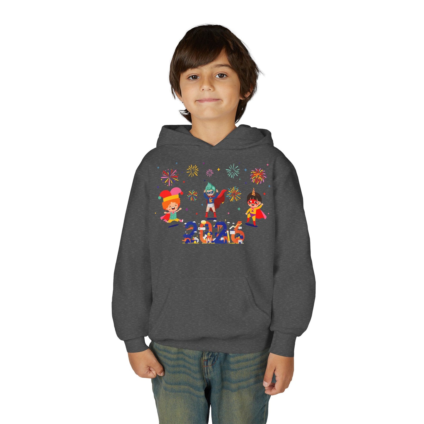 Youth Heavy Blend Hooded Sweatshirt - Super kiddo and other hero